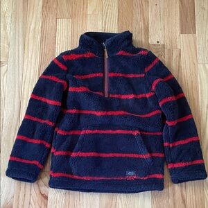Joules 1/4 Zip Fleece Jacket Boys 7 Blue Red Striped Sweatshirt Cabin Winter NWT